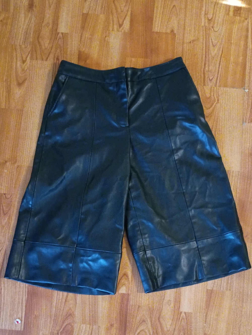 Zara Black Faux Leather Bermuda Shorts
